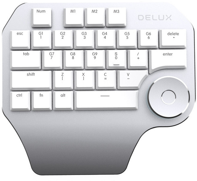 한손 키보드 포토샵 CAD 그래픽 디자인 Delux T11 매크로 테블릿 키패드 게이밍 디자이너, 기본 모델명/품번, (실버 화이트)
