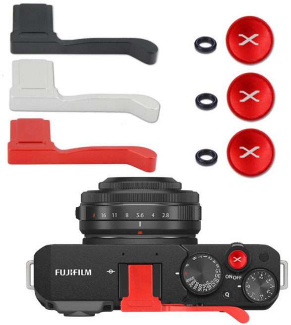 X100VI 금속 엄지손가락 그립 손잡이 + Fuji Fujifilm 카메라용 셔터 릴리즈 버튼, 1개
