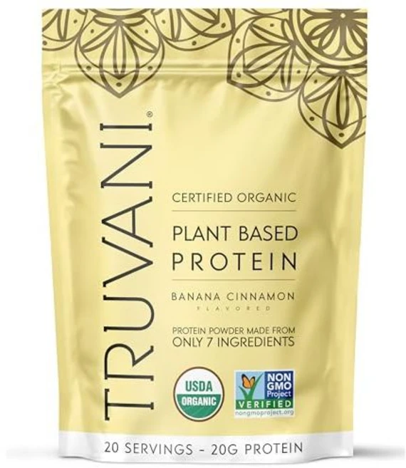 Truvani Vegan Pea Protein Powder | Banana Cinnamon | 20g Organic Plant Based Protein | 20 Serving, 20인분(1팩), 1개 - 쿠팡