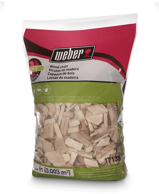 Weber 스모커 사과향 우드 천연나무 히코리 훈연나무칩 박스 700g 훈제 정크, 사과 맛, 1개