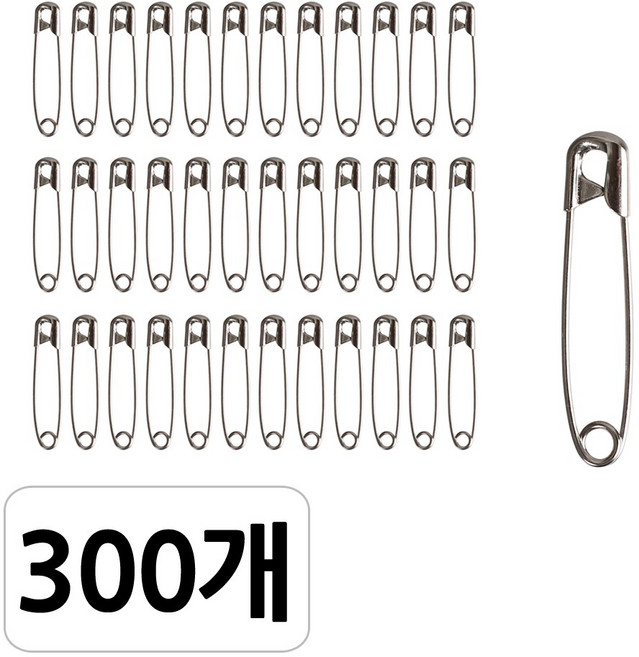 [모핸] 옷핀 3.3cm, 300개, 실버