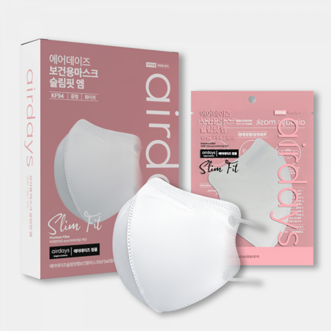 에어데이즈 슬림핏 KF94 마스크 중형 화이트 10매, 10개입, 1개