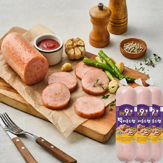 목우촌 주부9단 빅라운드 햄 600g x 3개 소시지 간식 소세지 프랑크
