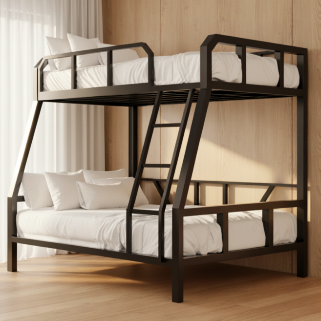 지오하우스 어른 이층침대 성인 2층침대 분리형 슈퍼싱글 저상형 사다리 기숙사 복층침대, 화이트 (+매트리스)