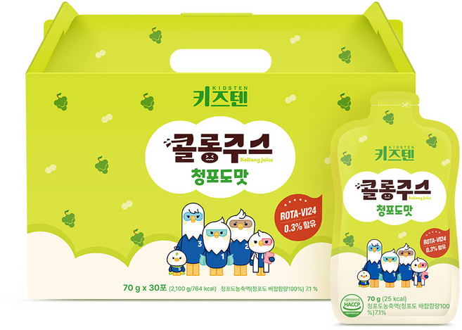 키즈텐 유아용 콜롱 주스 청포도맛, 30개, 70ml