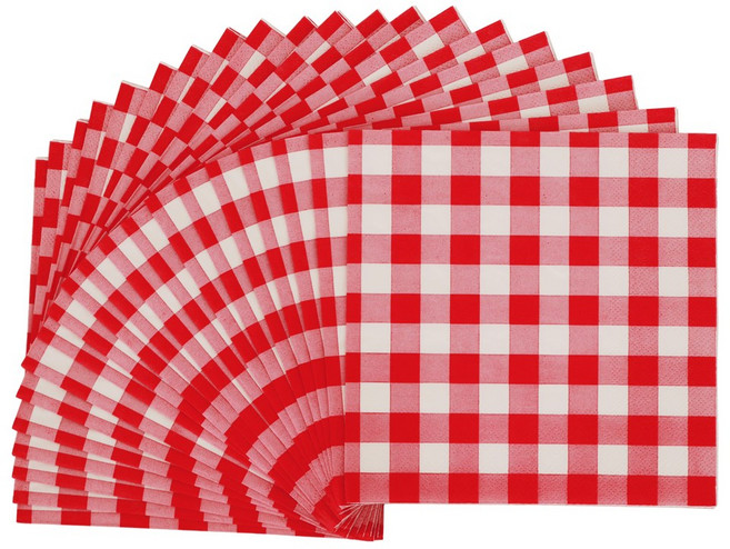파티냅킨 종이 생일파티 테이블 장식, 체크레드, 1개, 20개입