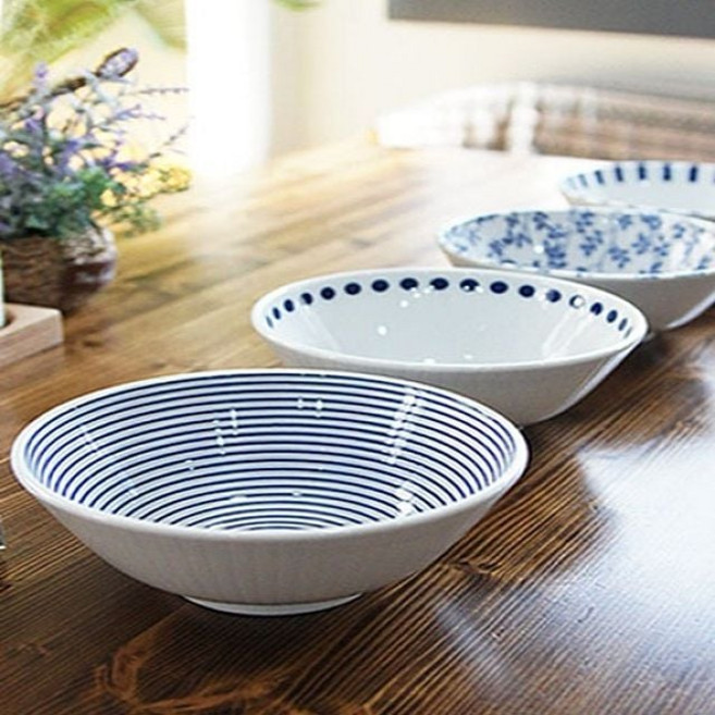 블루에가와리 4가지 4P세트 면기 다른디자인 일본 92450EA 1(EA), 색상