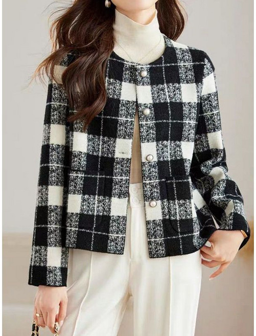 에꼴드파리 돈트 니트 체크자켓 F59WJB001Z