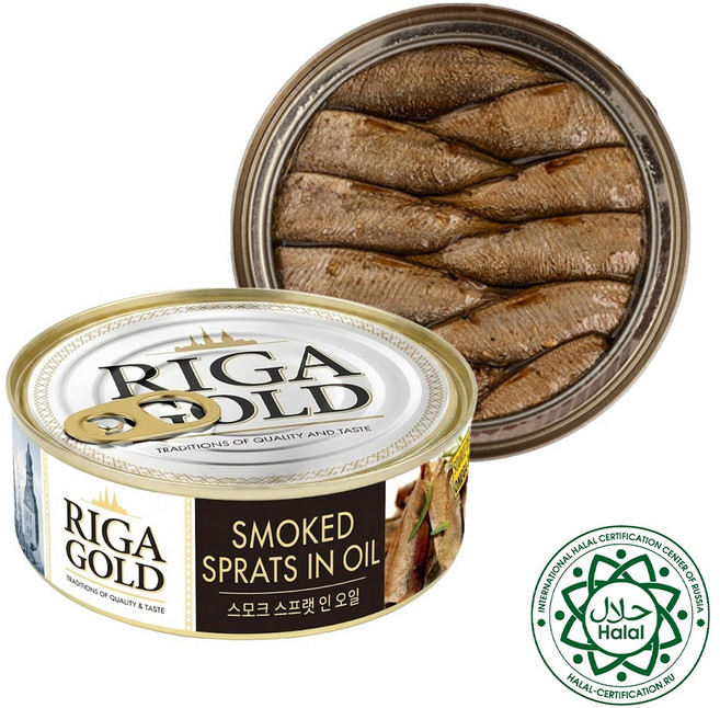 리가골드 RIGA GOLD 훈제 청어(대) 통조림 Smoked Big Sprats, 240g, 1개