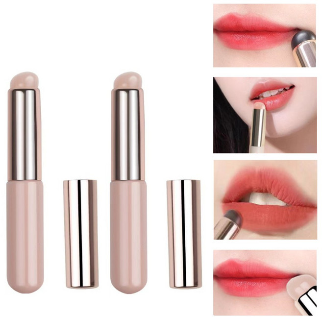 루나뷰링 메이크업 실리콘 립브러쉬, 2개, 누디+누디