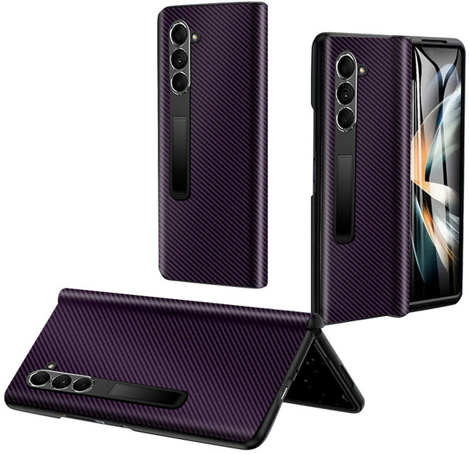 YINUO 갤럭시 Z폴드3 4 5 6 360도 강화유리 풀커버 비건 레더 케이스 적용