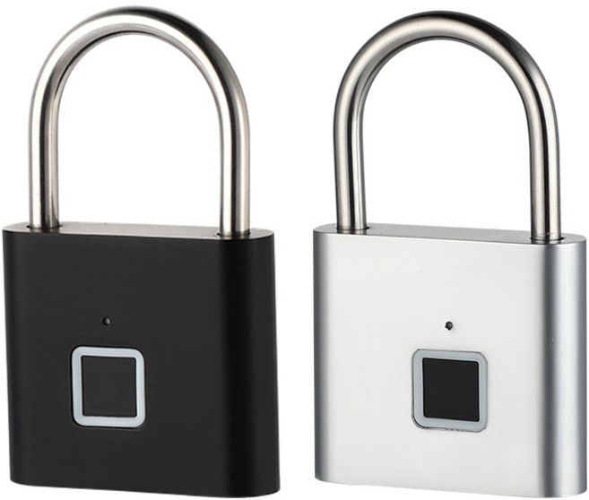 [BAKARAMIA] 지문인식 스마트 자물쇠 전자 자물쇠 방수 도난 방지, 블랙, 1개