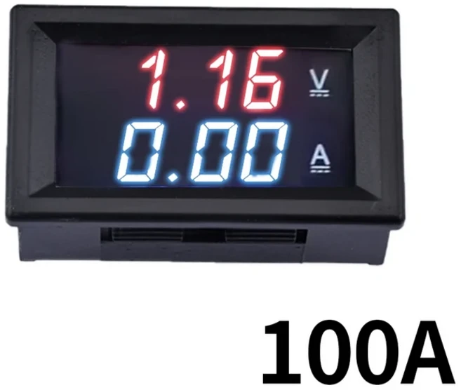 0.28 "DC100V 10A 50A 100A 보정 미니 디지털 전압계 전류계 LED 패널 듀얼 디스플레이 전압 전류 미터 테, 04 100A red blue