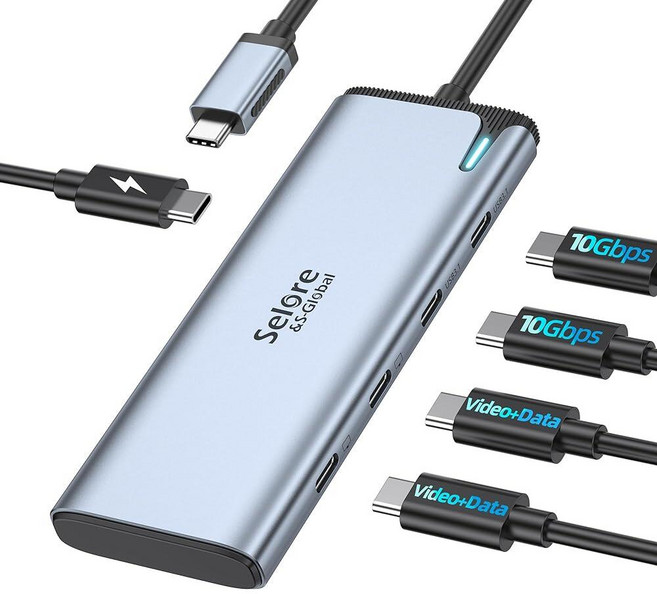 Selore USB C 도킹 스테이션 3 HDMI 13-in-1 노트북 스테이션 트리플 4K 스마트 디스플레이 2.5G 이더넷 100W PD 10Gbps A/C 3.1, 은빛_177606