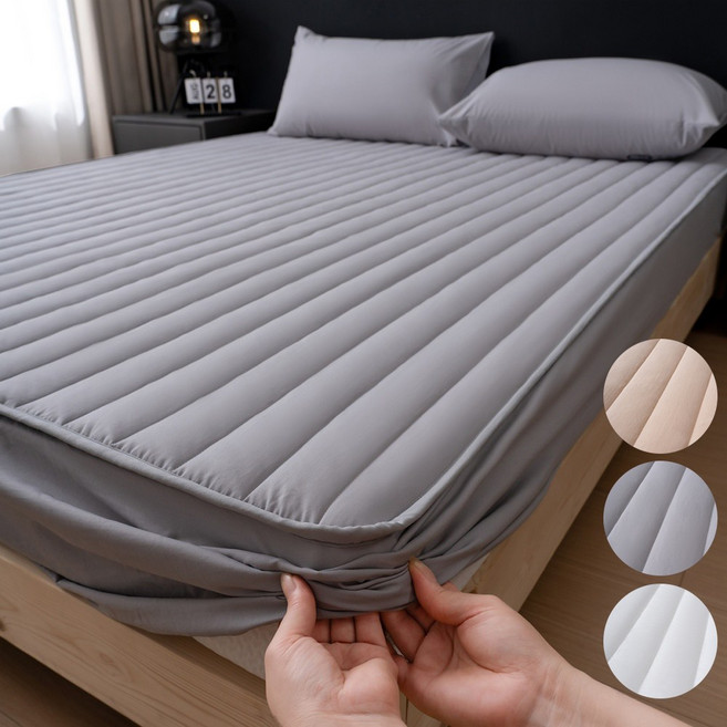 IMIS 부드러운 다운 매트리스 커버 사계절용-스트라이프 타입 침대시트커버 침대커버 매트리스커버 3가지 가능 110/150*200cm, 연그레이3