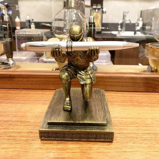 만열필 거치대 사무실 펜꽂이 데스크 정리 연필꽂이 고급형 아크릴 디자인, 1개, E_기사 펜 홀더 고동색