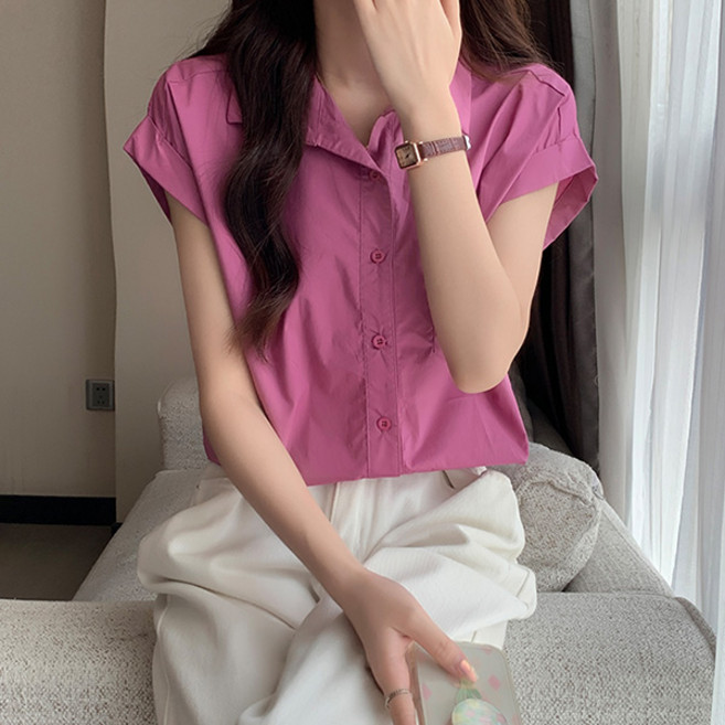 루나걸 여성용 로베트 캡소매 셔츠 L24SMST041511