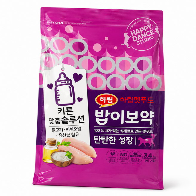 하림펫푸드밥이보약 고양이 기능성 사료, 키튼, 3.4kg, 1개