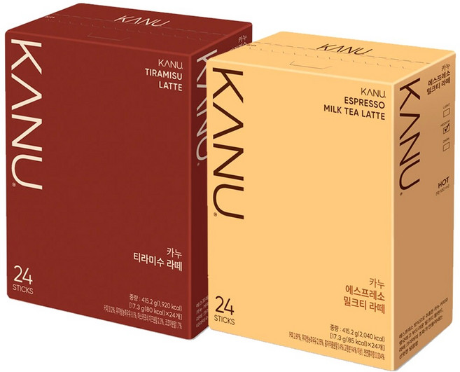 맥심 카누 티라미수라떼24T+밀크티라떼24T, 17.3g, 24개입, 2개