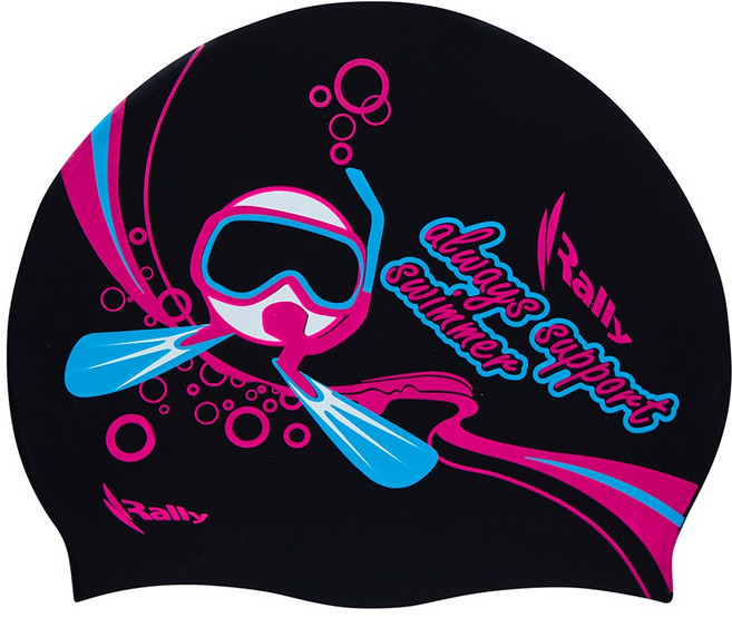 랠리스포츠 실리콘 성인용 수영모자 NRUC183, BLACK, 1개