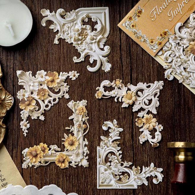 올리브파티 클래식타임라인 시리즈 빈티지 모서리 액자 감성 다꾸 입체 커팅페이퍼 20매 세트, 2개, 트와이라잇+드림