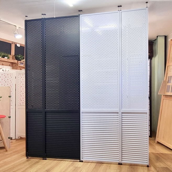갤러리 타공판 철제 가벽 파티션 219부터 284cm까지 사무실 철제파티션 현관 타공파티션, 60cm, 219~234cm, 화이트