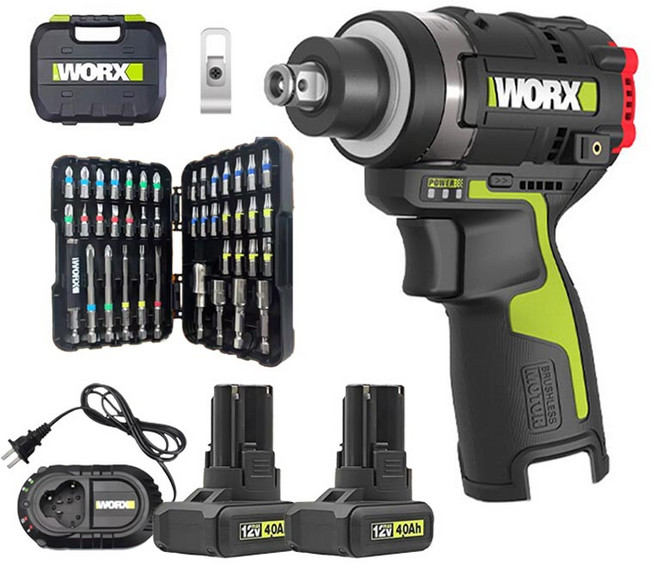 웍스 WU132T 4.0듀얼패키지 충전 임팩 렌치 2in1 듀얼척 드라이버 12V 드릴 WORX 너구리해외쇼핑, 1