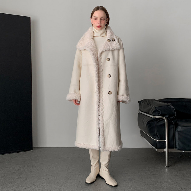 [바스카라] 리버시블 레더 퍼 롱 무스탕 (3colors)