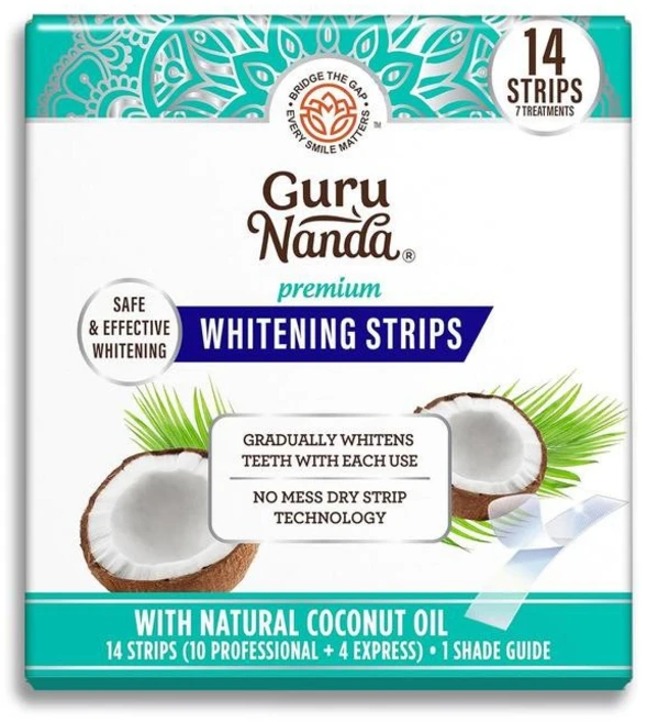 GuruNanda 코코넛 오일 미백 치아 스티커 민트 맛 - 쿠팡