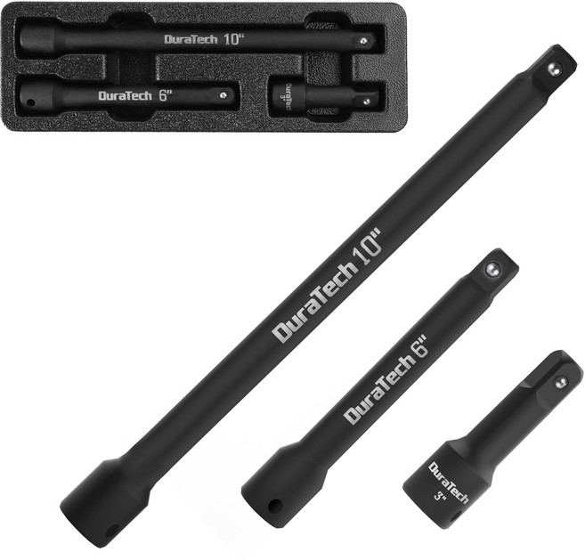 DURATECH 1/2인치 에어렌치 액세서리 연장봉 3종 세트 렌치 연장 자동차용 에어 공구용 익스텐션바 복스 연결대 소켓 연결대 3PC, 1/2 inch, 1세트