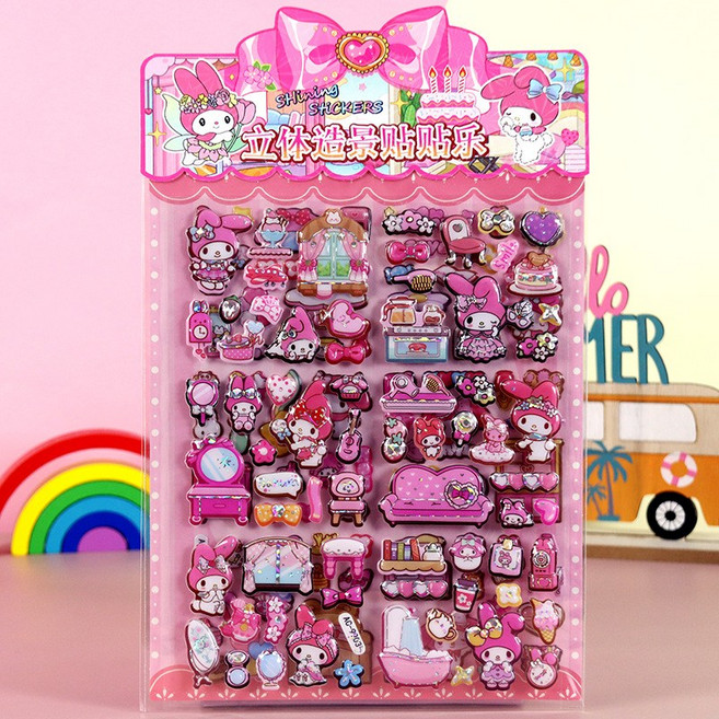 산리오 3D 입체 스티커 DIY 다이어리 꾸미기, 1개, 마이멜로디