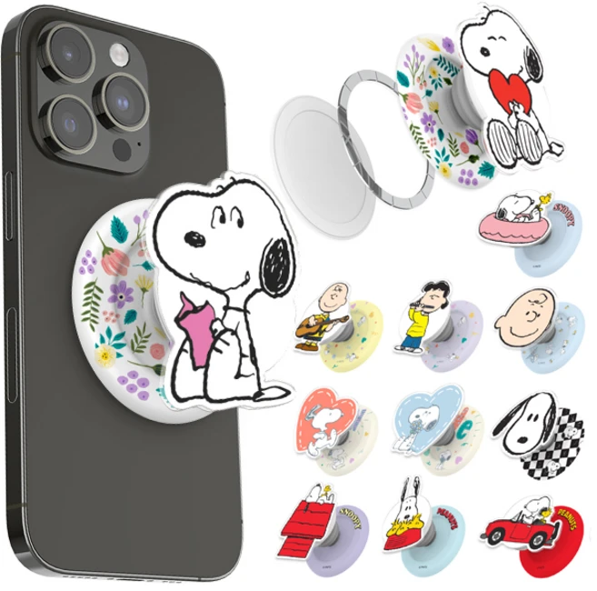 TR 정품 스누피 맥세이프 아크릴 스마트톡 마그네틱 톡 스마트톡 자력 탈부착 거치대 마그네틱 플레이트 커버, 1개, 휴가)릴렉스 스누피 - 쿠팡