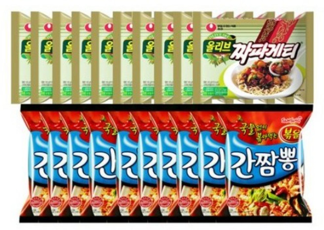 봉지)볶음간짬뽕 10개 + 봉지)농심짜파게티 10개