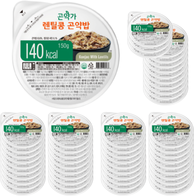 즉석밥 렌틸콩 곤약밥 150g 저칼로리 곤약가 곤약미 곤약쌀, 54개