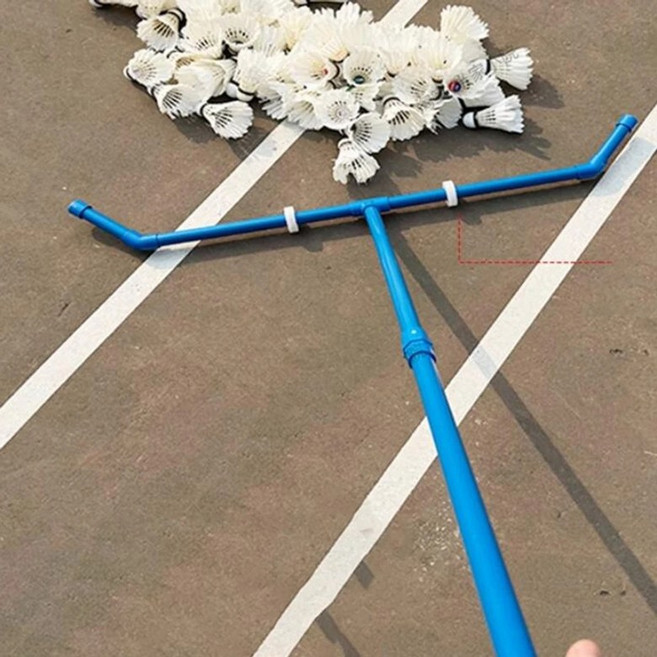 셔틀콕 수거기 배드민턴 공 수집기 모으기 회수기 밀대 스위퍼, 블루, 1개