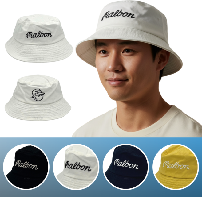 말본 골프 남녀공용 모자 베이직 레터링 버킷햇 앞뒤 착용 가능, 1개, 02.오프화이트