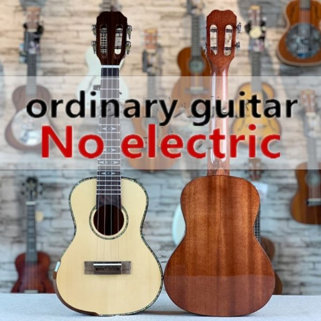 입문용기타 풀 솔리드 스프루스 마호가니 우쿨렐레 콘서트 테너 일렉트릭 기타 블랙 4 현 23 인치 26 인치, 26 Inches, ordinary ukulele, 1개