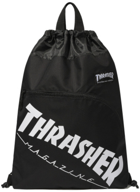 THRASHER 트레셔 로고 스트링 백 블랙