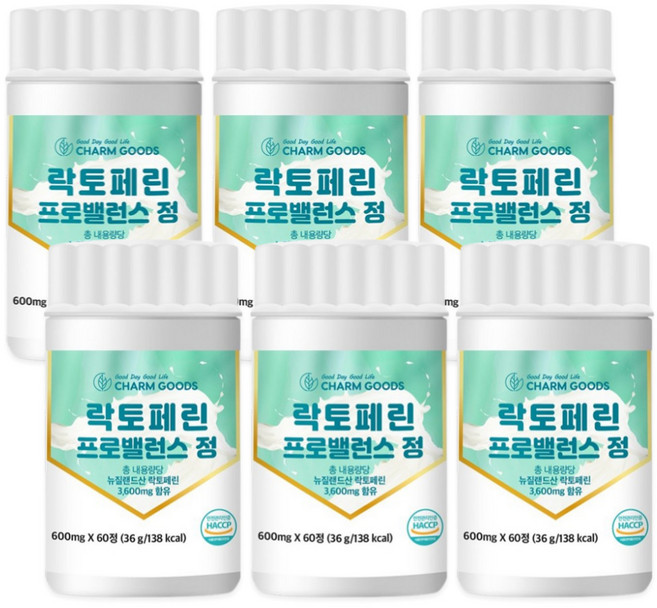 뉴질랜드 락토페린 그래스페드 순도 95% 이상 산양유 유산균 정 타블렛, 6개, 60정