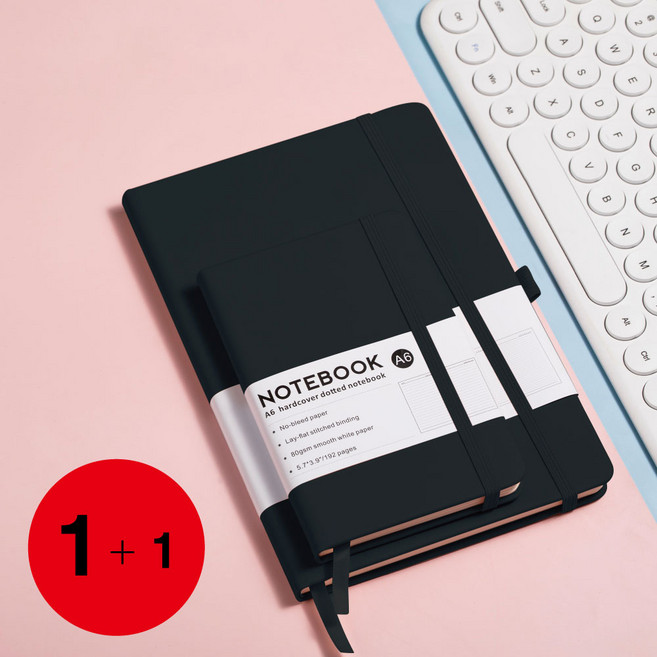 (1+1) 캘리스터 A5 하드커버 스트랩 양장다이어리 + A6 포켓노트 만년다이어리 10가지 색상, (1+1) 블랙