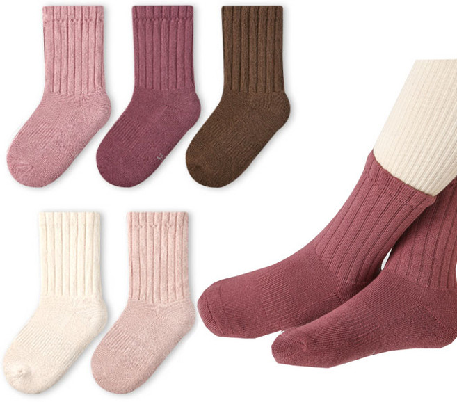 (겨울버전)아동/주니어 도톰 기모 골지양말 5족세트