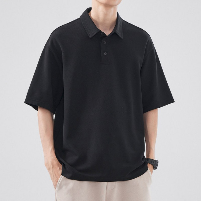 티레오 남자반팔티 폴로반팔 카라티 빅사이즈 면티 베이직 무지 여름 메쉬 통기성 중청년 오피스룩 상무 캐주얼