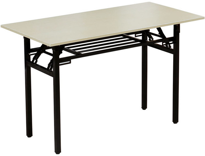 折疊長桌 辦公學習 餐飲桌面 居家書桌, 雙層置物橡白