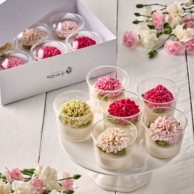 [떡보의하루 본사] 떡선물세트 카네이션 컵케익(6구) 전국150여개 매장 직접배달, 750g, 1세트