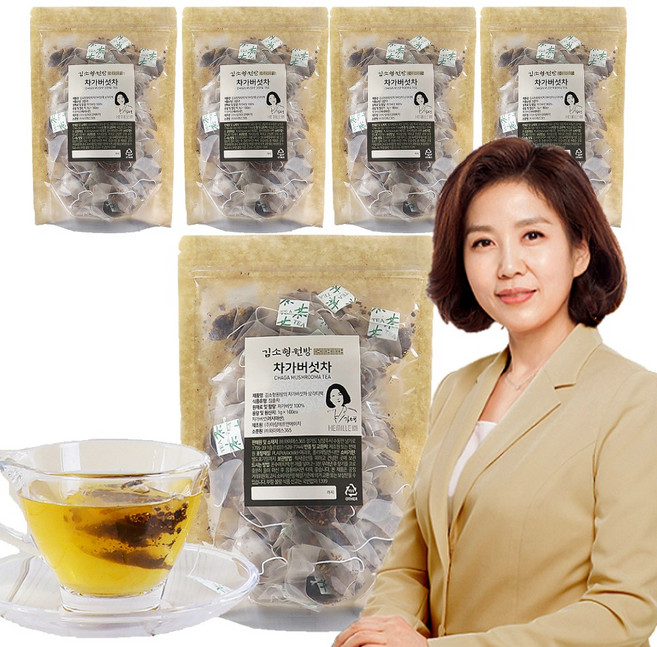 김소형 원방 순수 100% 러시아산 차가버섯차 삼각티백 김소영 차가버섯 티백, 5개, 100개입, 1g