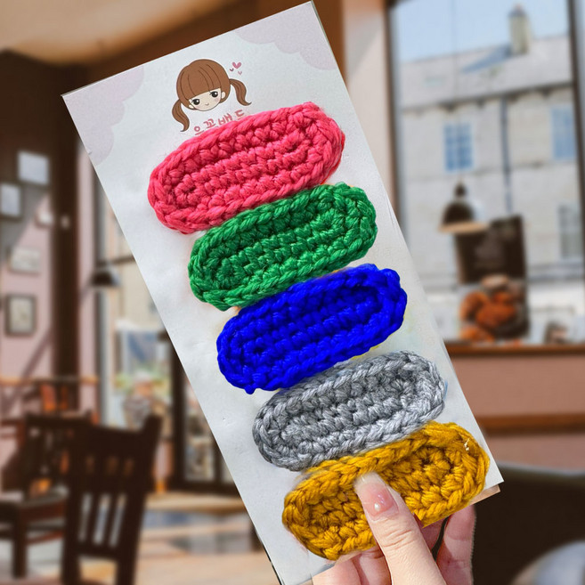 은꽃밴드 손뜨개핀5개SET 유아헤어핀 아기집게핀 핸드메이드아동머리핀