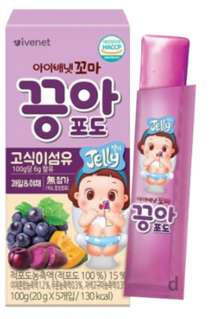 아이배냇 꼬마 끙아젤리 포도 40포, 4개, 100g