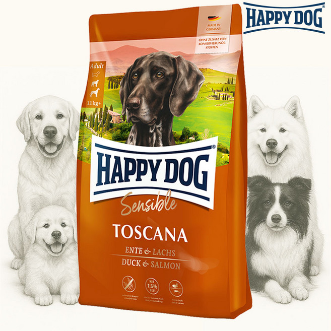 해피독 강아지 토스카나 빅바이트 건식사료, 연어+오리, 11kg, 1개