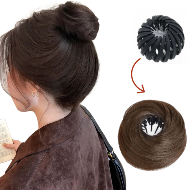 코지웨이브 풍선한 강력고정 만두핀 똥머리 가발, 1개, 라이트브라운