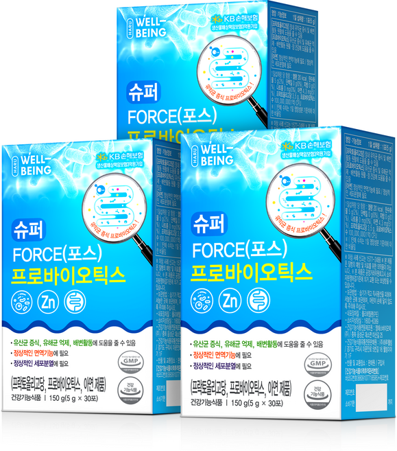 하루웰빙 슈퍼 FORCE(포스) 프로바이오틱스 5g x 30포 4개(4개월분), 3개